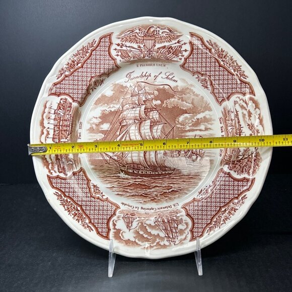 Fair Winds The Friendship Of Salem Dinner Plate Brown 10.25'' Sailboat Patten - Picture 4 of 4